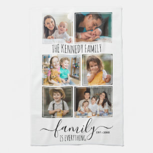 Create Your Own 6 Photo Collage Family Quote Name Kitchen Towel