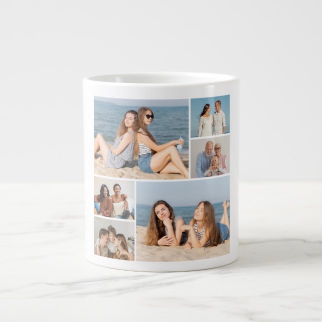 Create Your Own 6 Photo Collage Giant Coffee Mug (Front)