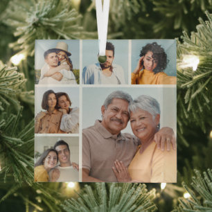 Create Your Own 6 Photo Collage Glass Ornament