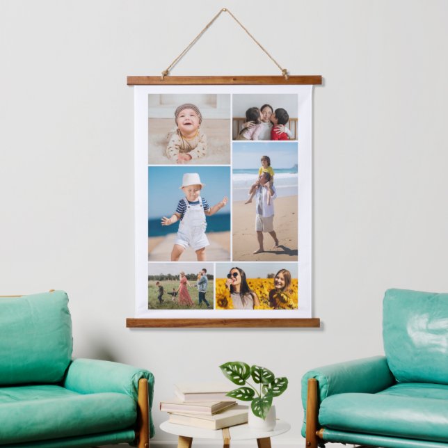 Create Your Own 6 Photo Collage Hanging Tapestry (Living Room)