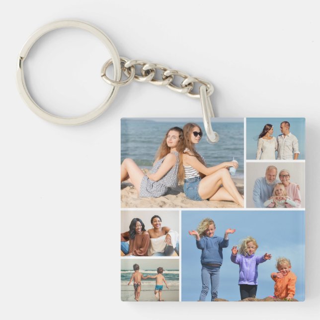 Create Your Own 6 Photo Collage Keychain (Front)