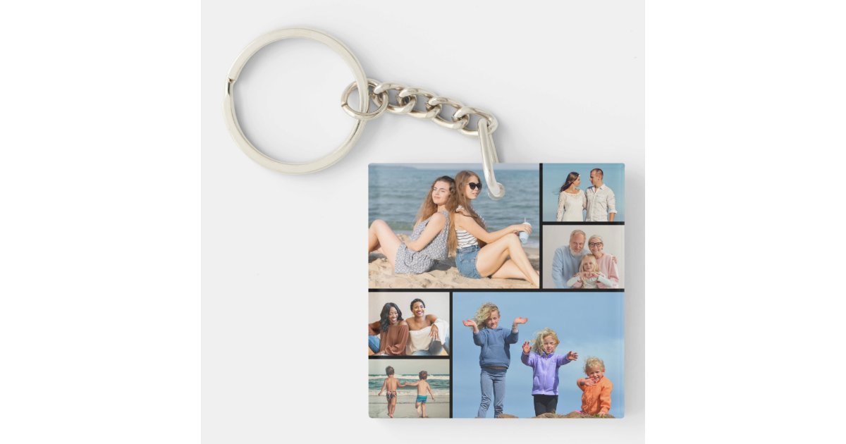 Create Your Own 6 Photo Collage Keychain Zazzle