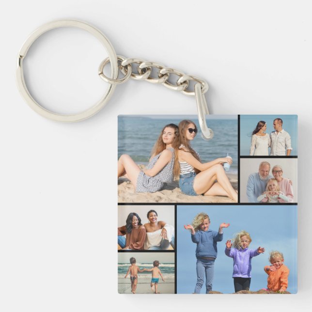 Create Your Own 6 Photo Collage Keychain (Front)