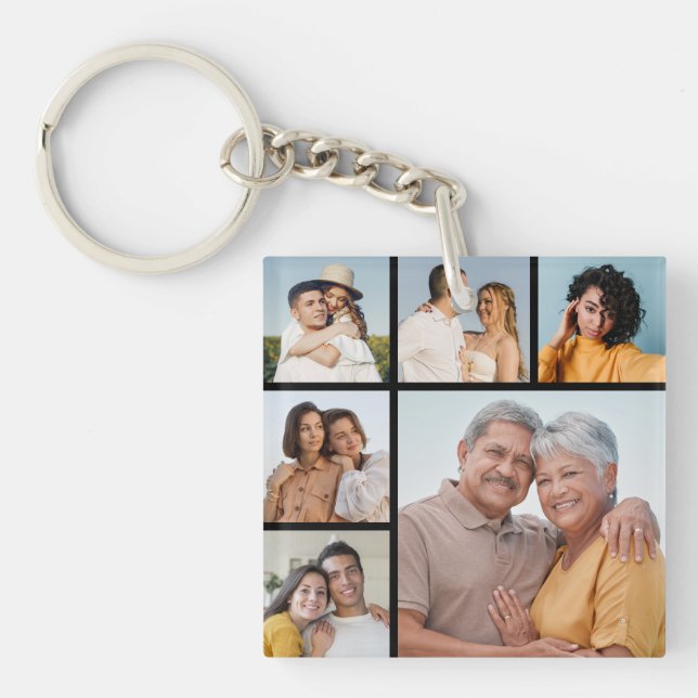 Create Your Own 6 Photo Collage  Keychain (Front)