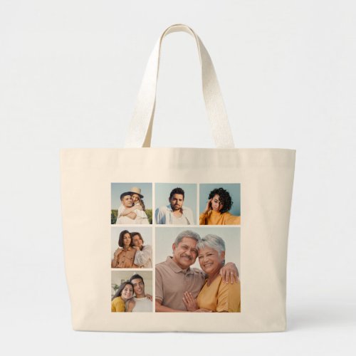 Create Your Own 6 Photo Collage Large Tote Bag