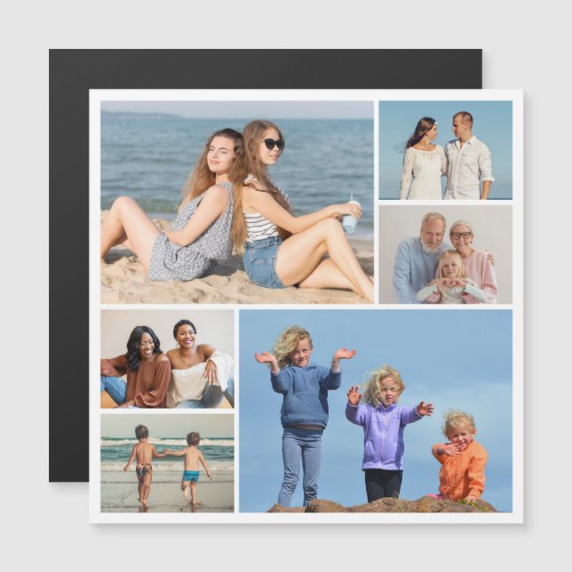 Create Your Own 6 Photo Collage Magnetic Card (Front/Back)