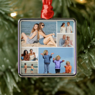 Create Your Own 6 Photo Collage Metal Ornament