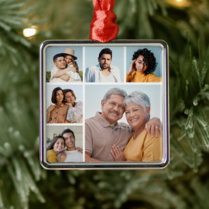 Create Your Own 6 Photo Collage Metal Ornament