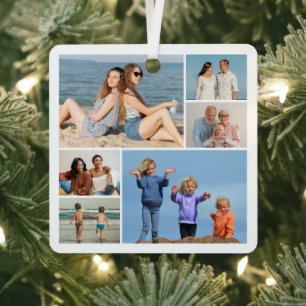Create Your Own 6 Photo Collage Metal Ornament