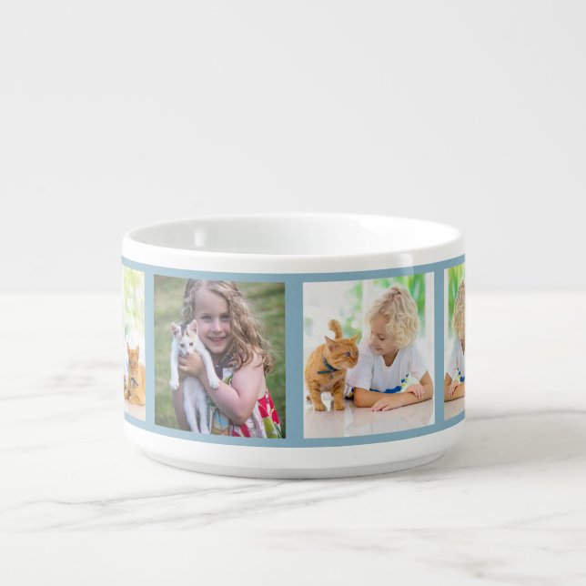 Create Your Own 6 Photo Collage Minimal Dusty Blue Bowl (Center)