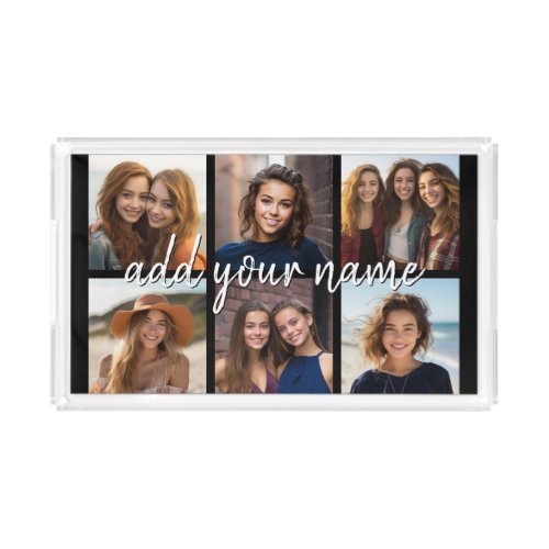 Create Your Own 6 Photo Collage  Name Edit Color Acrylic Tray