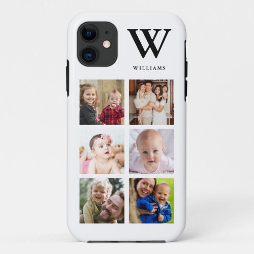 Create Your Own 6 Photo Collage Name Monogrammed i iPhone 11 Case