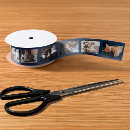 Create Your Own 6 Photo Collage Navy Film Strip Satin Ribbon