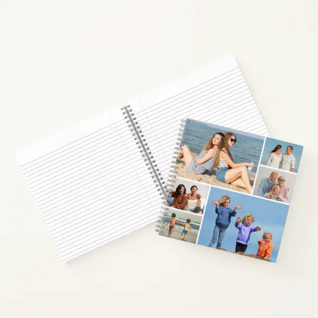 Notebook Picture Video Collage Create Your Own 6 Photo Collage Notebook | Zazzle