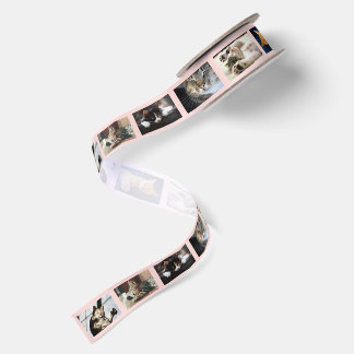 Create Your Own 6 Photo Collage Pink Film Strip Satin Ribbon
