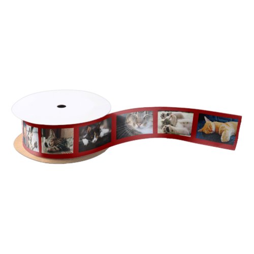 Create Your Own 6 Photo Collage Red Film Strip Satin Ribbon