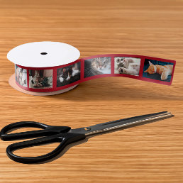 Create Your Own 6 Photo Collage Red Film Strip Satin Ribbon