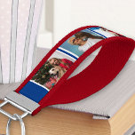 Create your Own 6 Photo Collage Red White and Blue Wrist Keychain<br><div class="desc">Create a unique gift with your own photo collage on this useful red white and blue wrist keychain. The design features your favorite photos on a blue and white background. The template is set up ready for you to add up to 6 different images in a photo strip around the...</div>