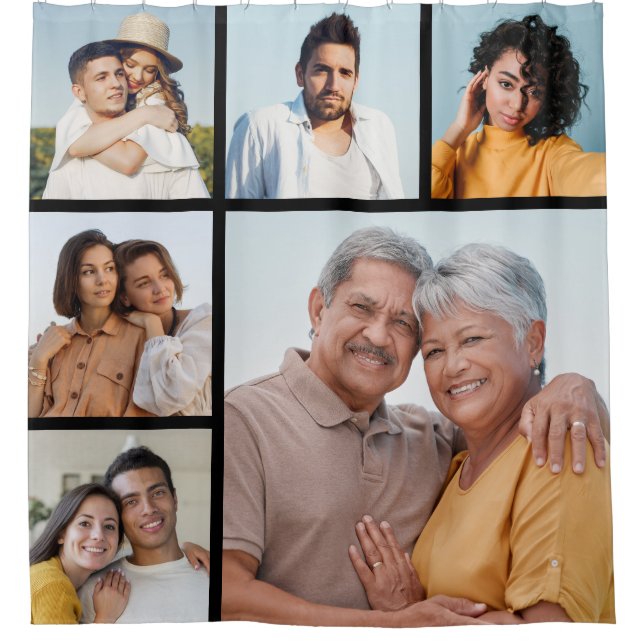 Create Your Own 6 Photo Collage  Shower Curtain (Front)