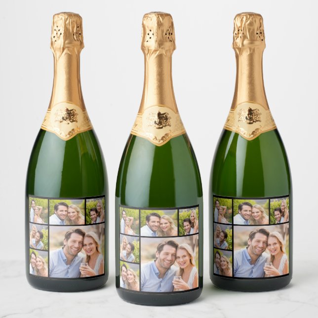 Create Your Own 6 Photo Collage  Sparkling Wine Label (Bottles)