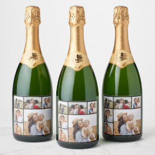 Create Your Own 6 Photo Collage Sparkling Wine Label
