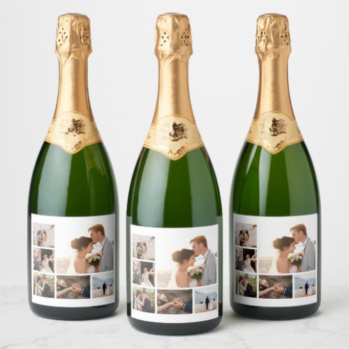 Create Your Own 6 Photo Collage Sparkling Wine Label