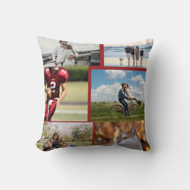 Create Your Own 6 Photo Collage Throw Pillow (Front)