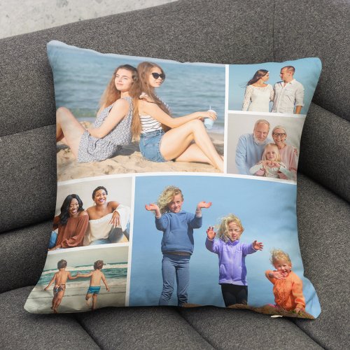 Create Your Own 6 Photo Collage Throw Pillow