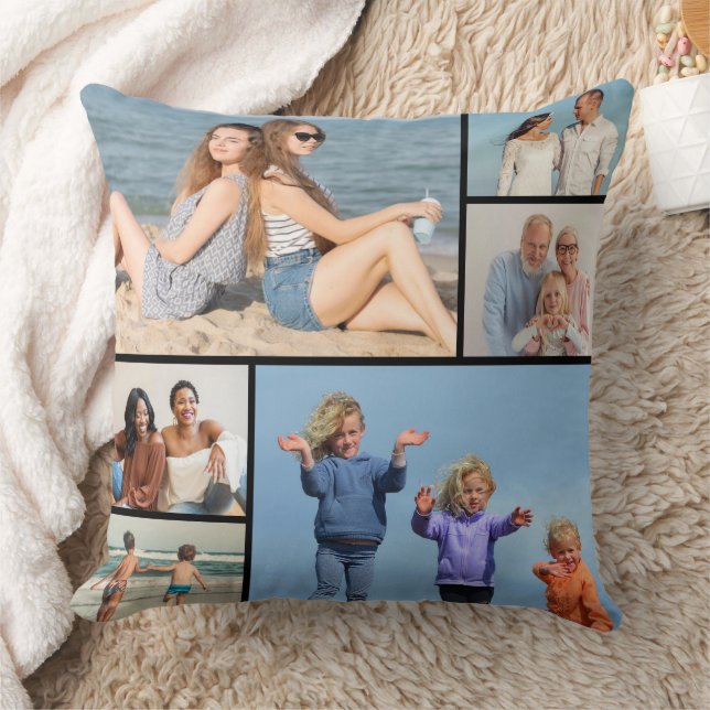Create Your Own 6 Photo Collage Throw Pillow (Blanket)
