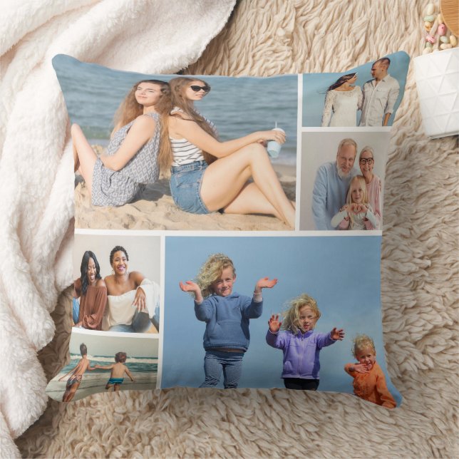Create Your Own 6 Photo Collage Throw Pillow (Blanket)