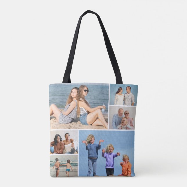Create Your Own 6 Photo Collage Tote Bag (Back)