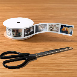 Create Your Own 6 Photo Collage White Film Strip Satin Ribbon