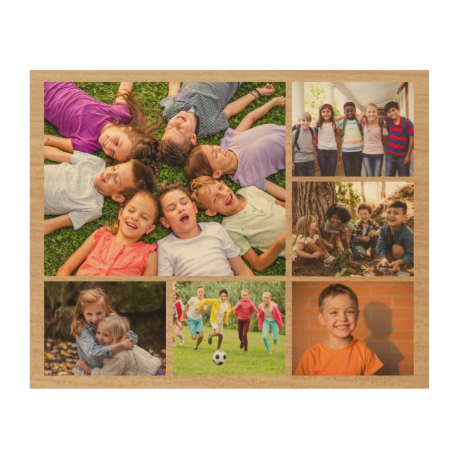 Create Your Own 6 Photo Collage Wood Wall Art (Front)
