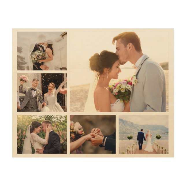 Create Your Own 6 Photo Collage Wood Wall Art (Front)