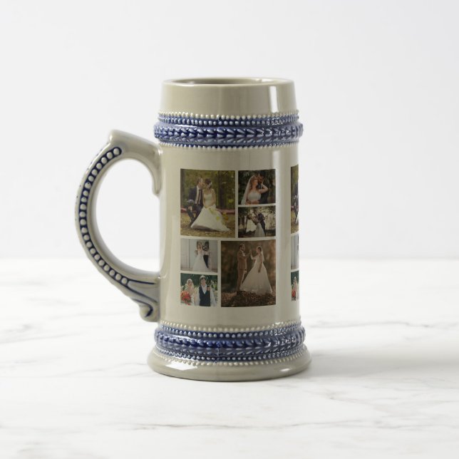 Create Your Own 6 Photo Wedding Collage Beer Stein (Left)