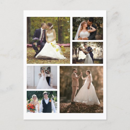 Create Your Own 6 Photo Wedding Collage Holiday Postcard