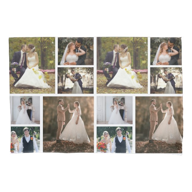 Create Your Own 6 Photo Wedding Collage Pillow Case (Front)