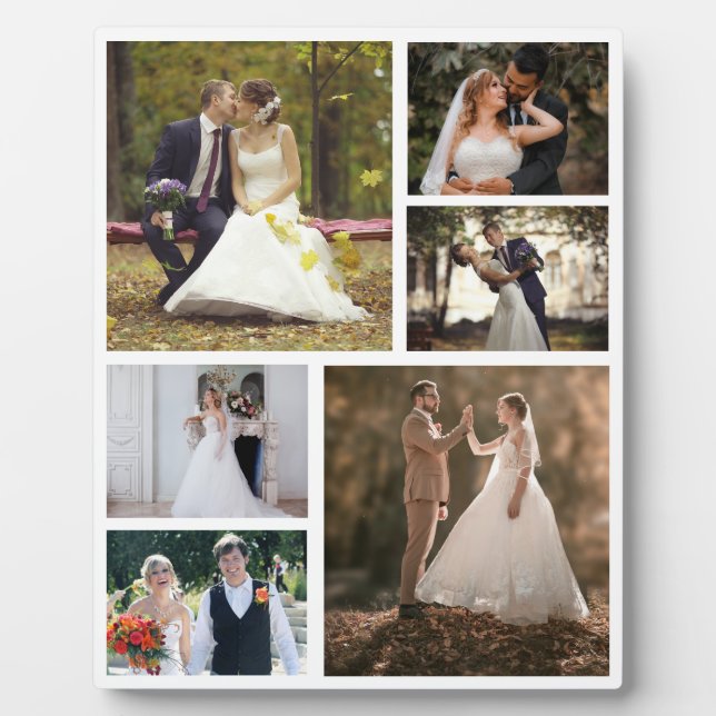 Create Your Own 6 Photo Wedding Collage Plaque (Front)