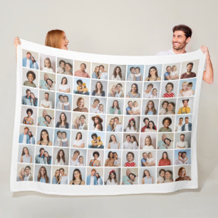 Create Your Own 70 Photo Collage Editable Color Fleece Blanket