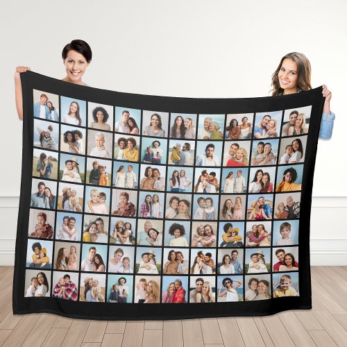 Create Your Own 70 Photo Collage Editable Color Fleece Blanket