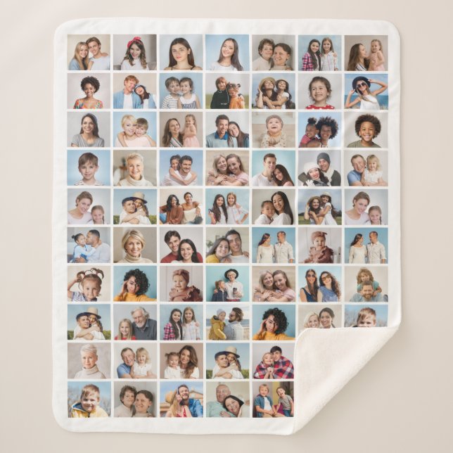 Create Your Own 70 Photo Collage  Fleece Blanket (Front)