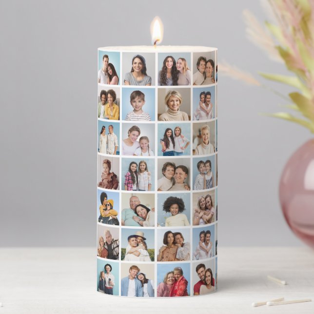 Create Your Own 70 Photo Collage Pillar Candle (In Situ)