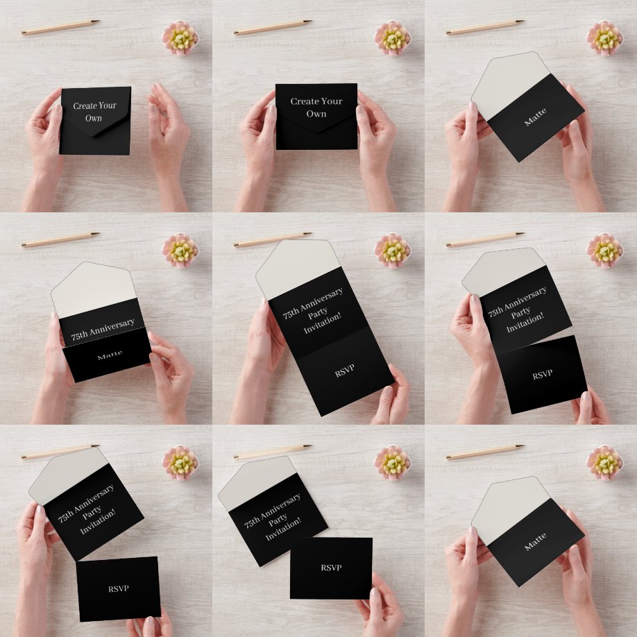 Create Your Own 75th Anniversary Party RSVP Black All In One Invitation