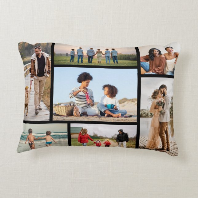Create Your Own 7 Photo Collage Accent Pillow (Back)