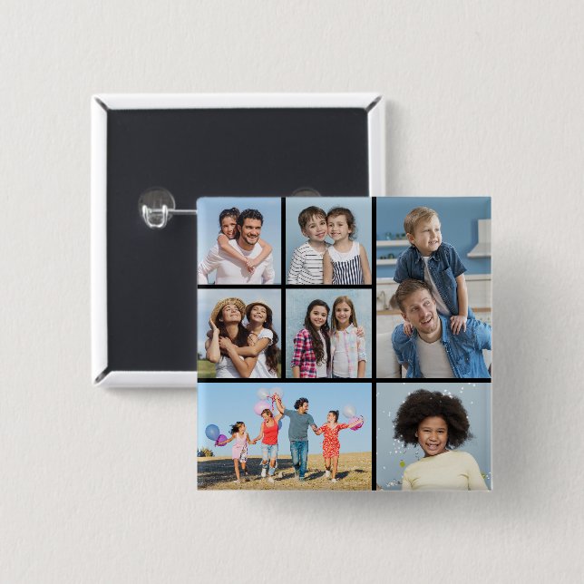  Create Your Own 7 Photo Collage  Button (Front & Back)