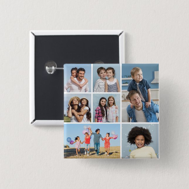  Create Your Own 7 Photo Collage  Button (Front & Back)