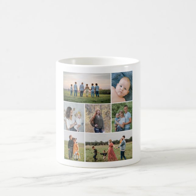 Create Your Own 7 Photo Collage Coffee Mug (Center)