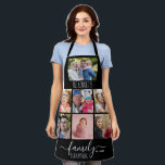 Create Your Own 7 Photo Collage Family Name Black  Apron<br><div class="desc">Design your own personalized photo apron by adding 7 favorite pictures. Customize with family name and established year.</div>