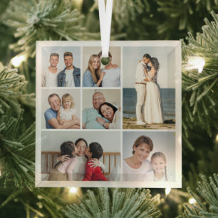 Create Your Own 7 Photo Collage Glass Ornament