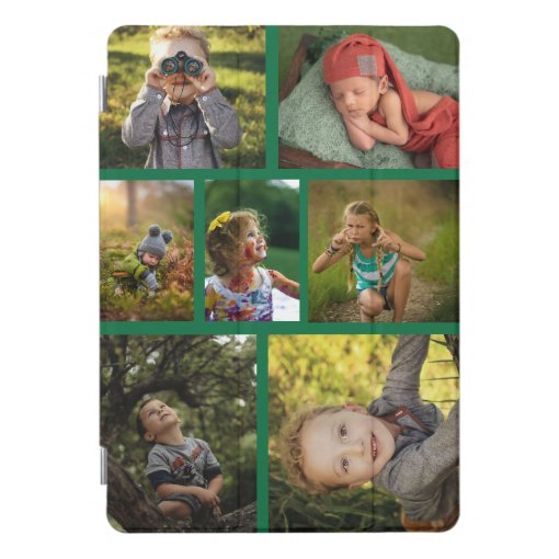 Create Your Own 7 Photo Collage Green iPad Pro Cover | Zazzle
